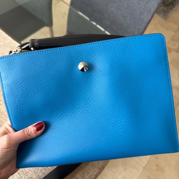 FENDI  Vitello Baltico Dolce DotCom Satchel Black Blue Royal - Picture 8 of 9